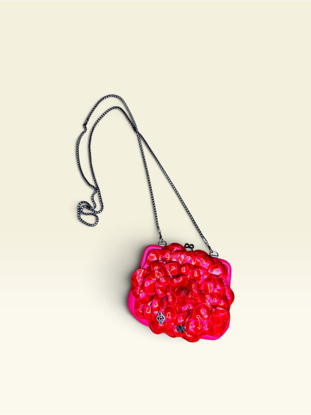 Brighton Rosalie 3D Flower Magenta Patent Leather Mini Crossbody Coin Purse